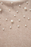 Plus Size Pearl Detail Round Neck Long Sleeve Sweater