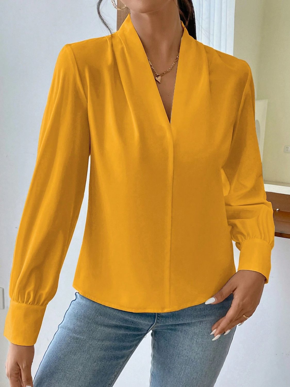 Classic V Neck Long Sleeve Shirt