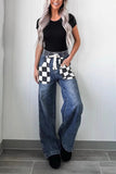 Checkered Wide Leg Jeans