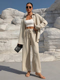 Button Up Long Sleeve Resort Top and Pants Set