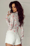 Floral Mock Neck Long Sleeve Top