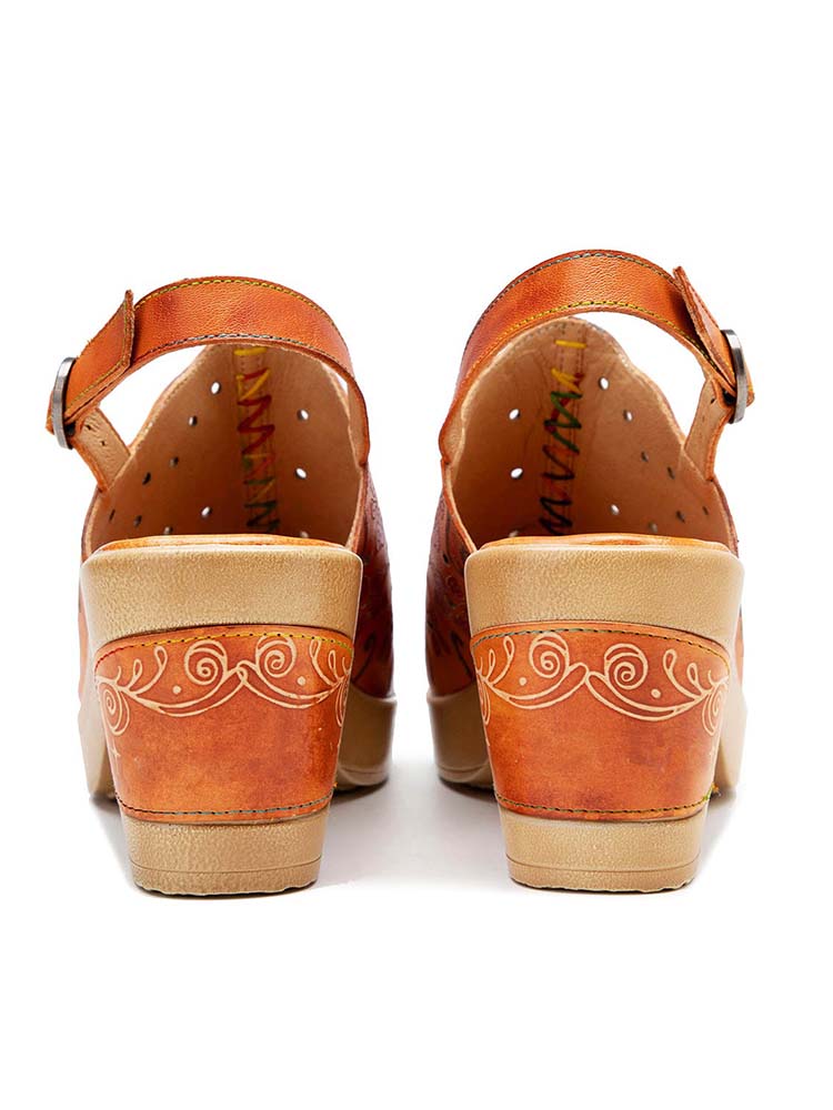 Artisan Handmade Fish Mouth Genuine Leather High Heel Sandals