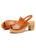 Artisan Handmade Fish Mouth Genuine Leather High Heel Sandals