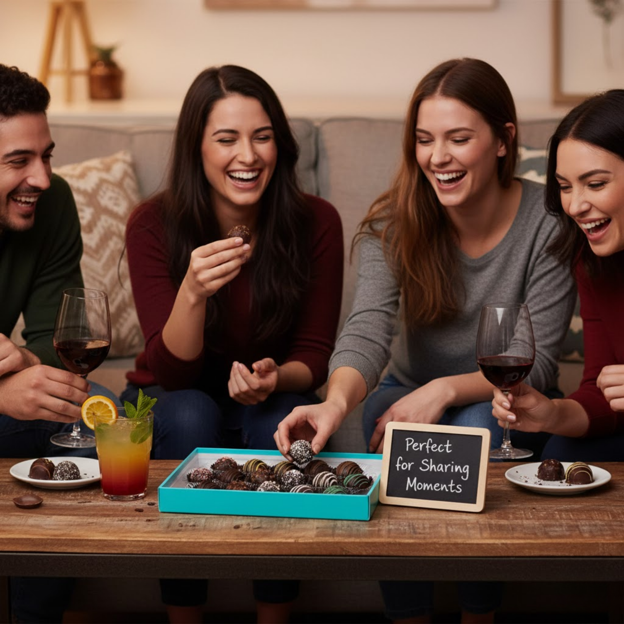 Gluten-Free Belgian Dark Chocolate Truffles, 16 pc, 8 oz – Champagne, Rum, Amaretto & Black Forest, Birthday & Holiday Gift