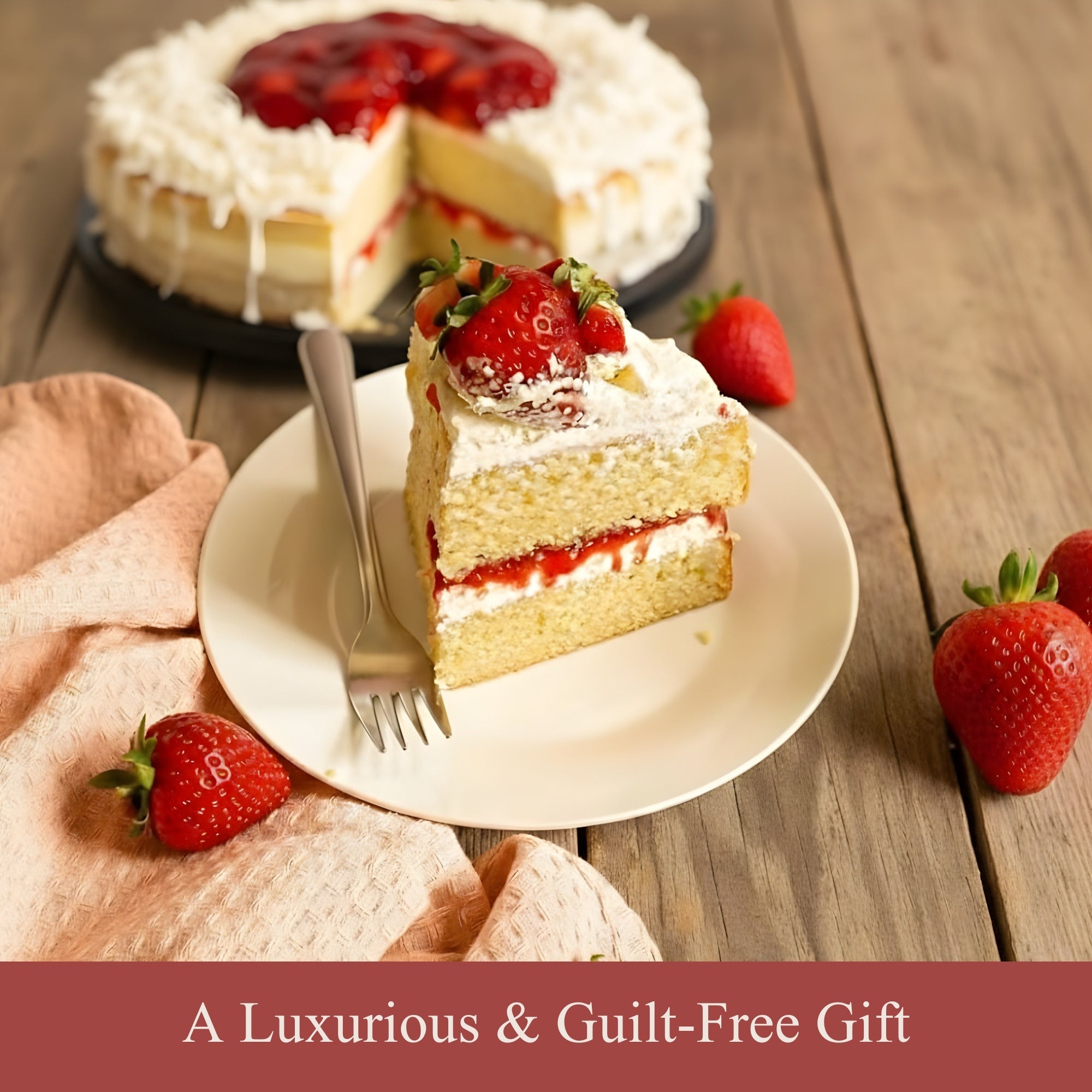 Sugar-Free White Chocolate Strawberry Cake, 2.5 lb