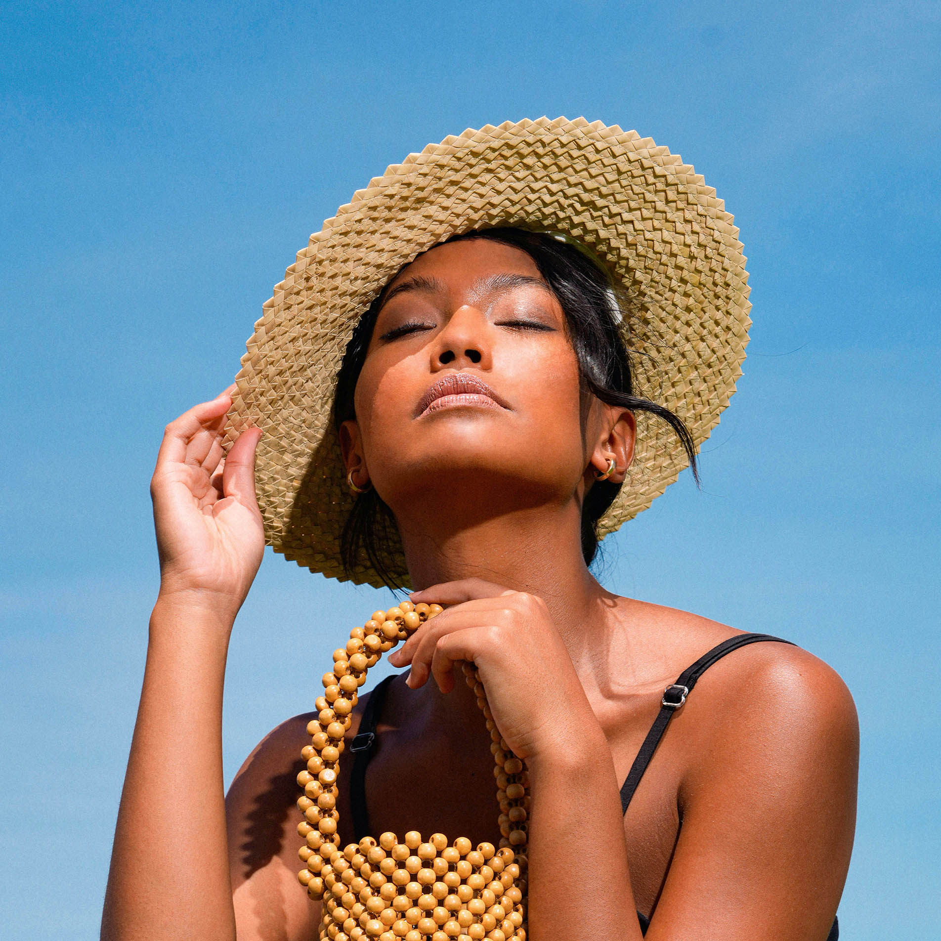The Celeste Woven Straw Hat In Beige Handmade in Bali