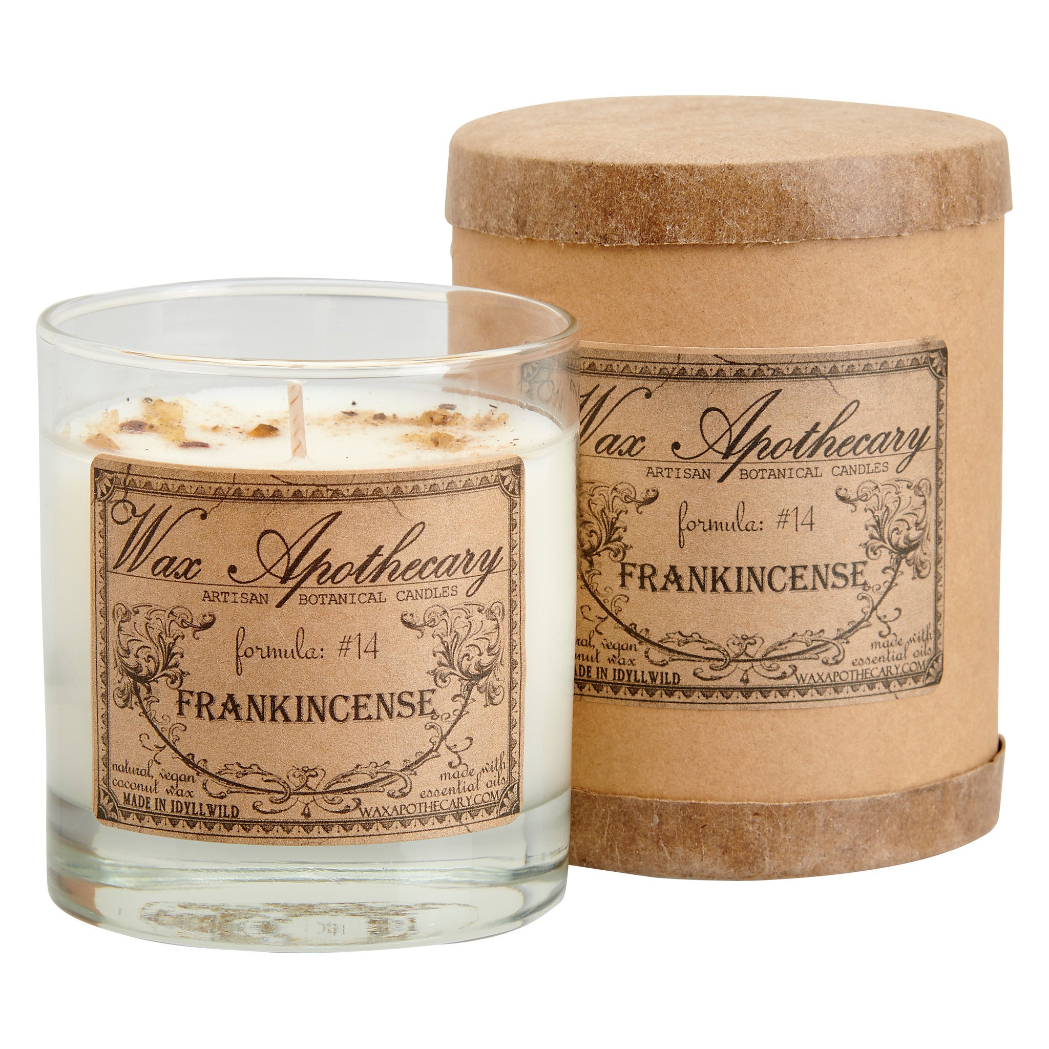 Frankincense 7 oz Botanical Candle in Scotch Glass - Artisan Crafted with Care