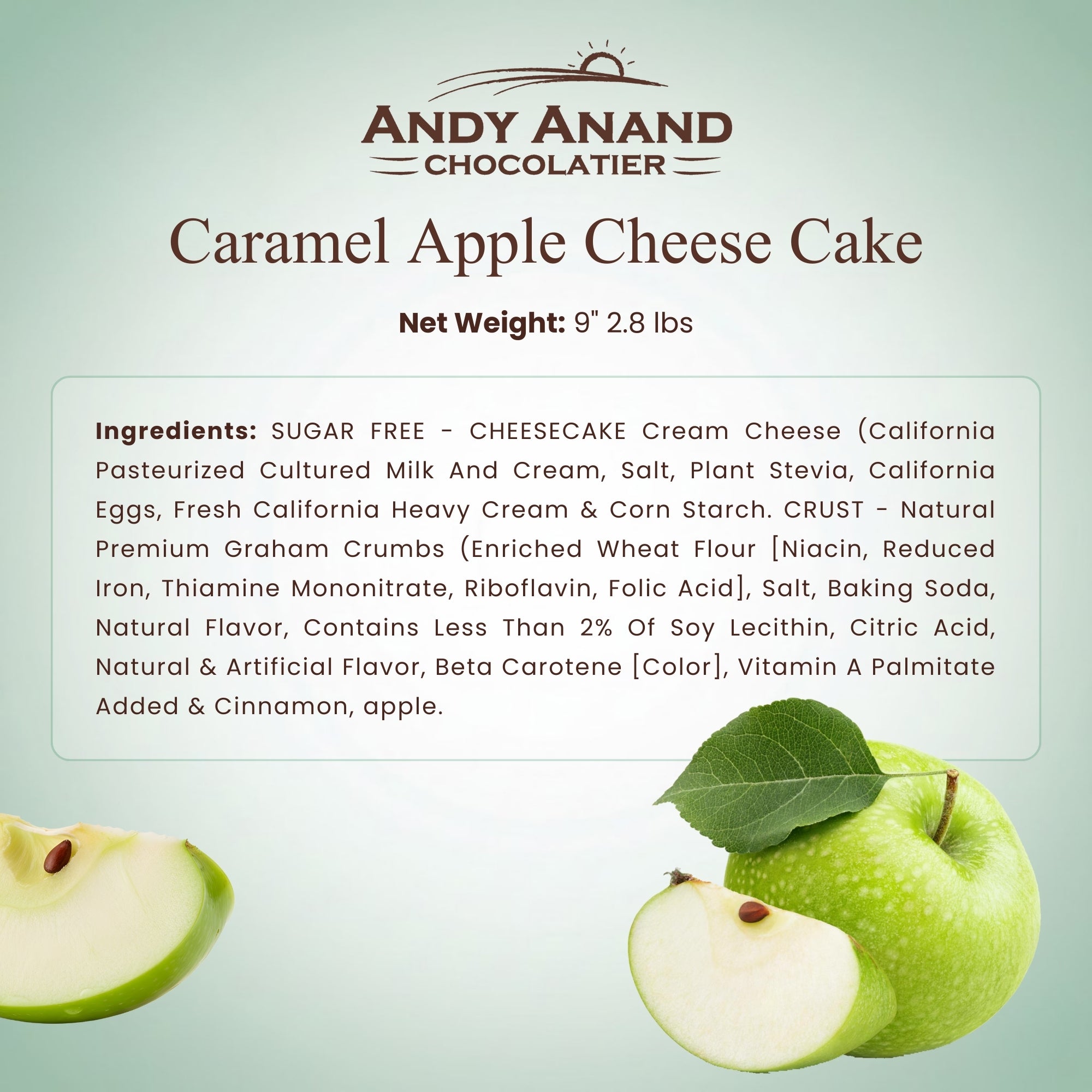 Sugar-Free Caramel Apple Cheesecake, 9-Inch, 2.8 lb