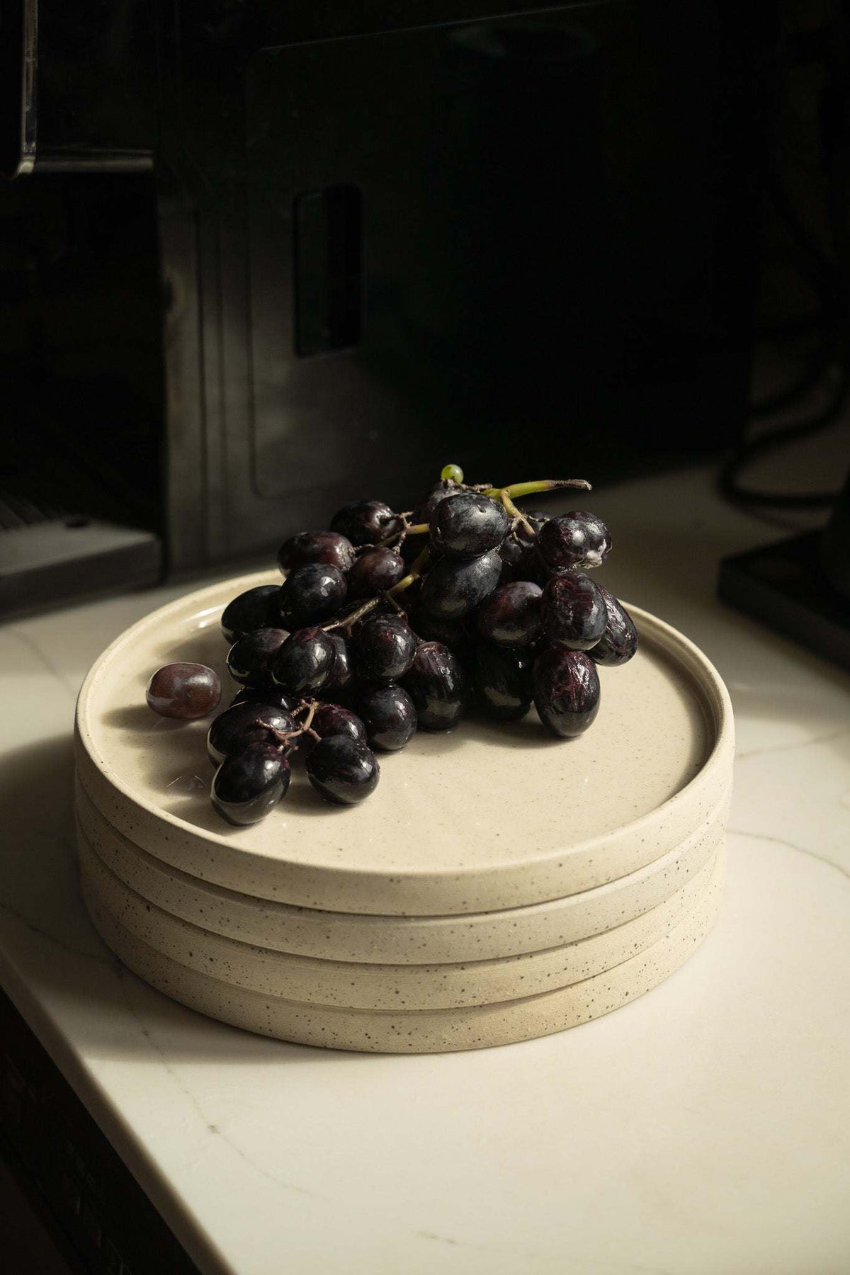 Handmade Stoneware Pottery Plate — White with Speckles