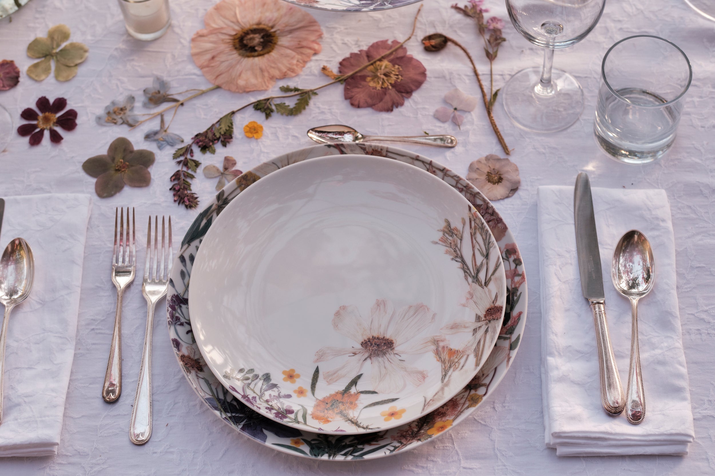 California Garden Dinner Plates - Artisan Decorated by Hand