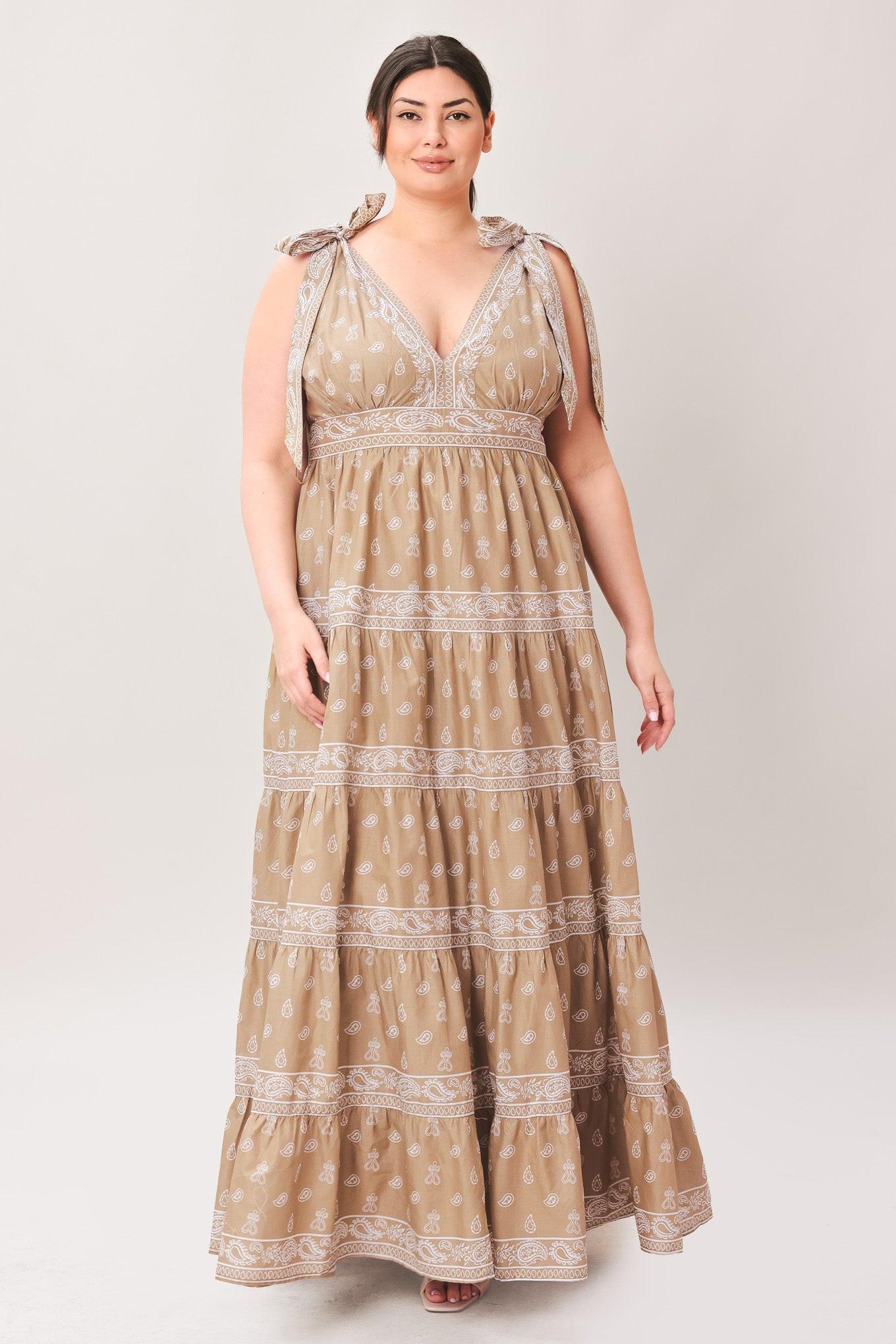 Taupe Woven Maxi Dress 100% Cotton