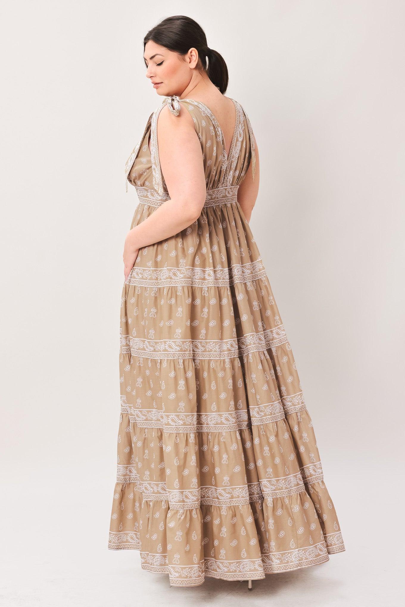 Taupe Woven Maxi Dress 100% Cotton