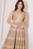 Taupe Woven Maxi Dress 100% Cotton