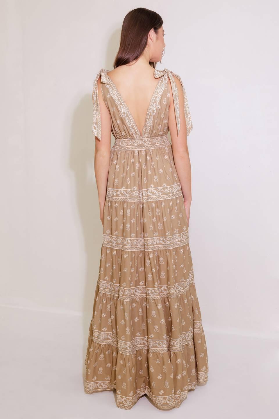 Taupe Woven Maxi Dress 100% Cotton
