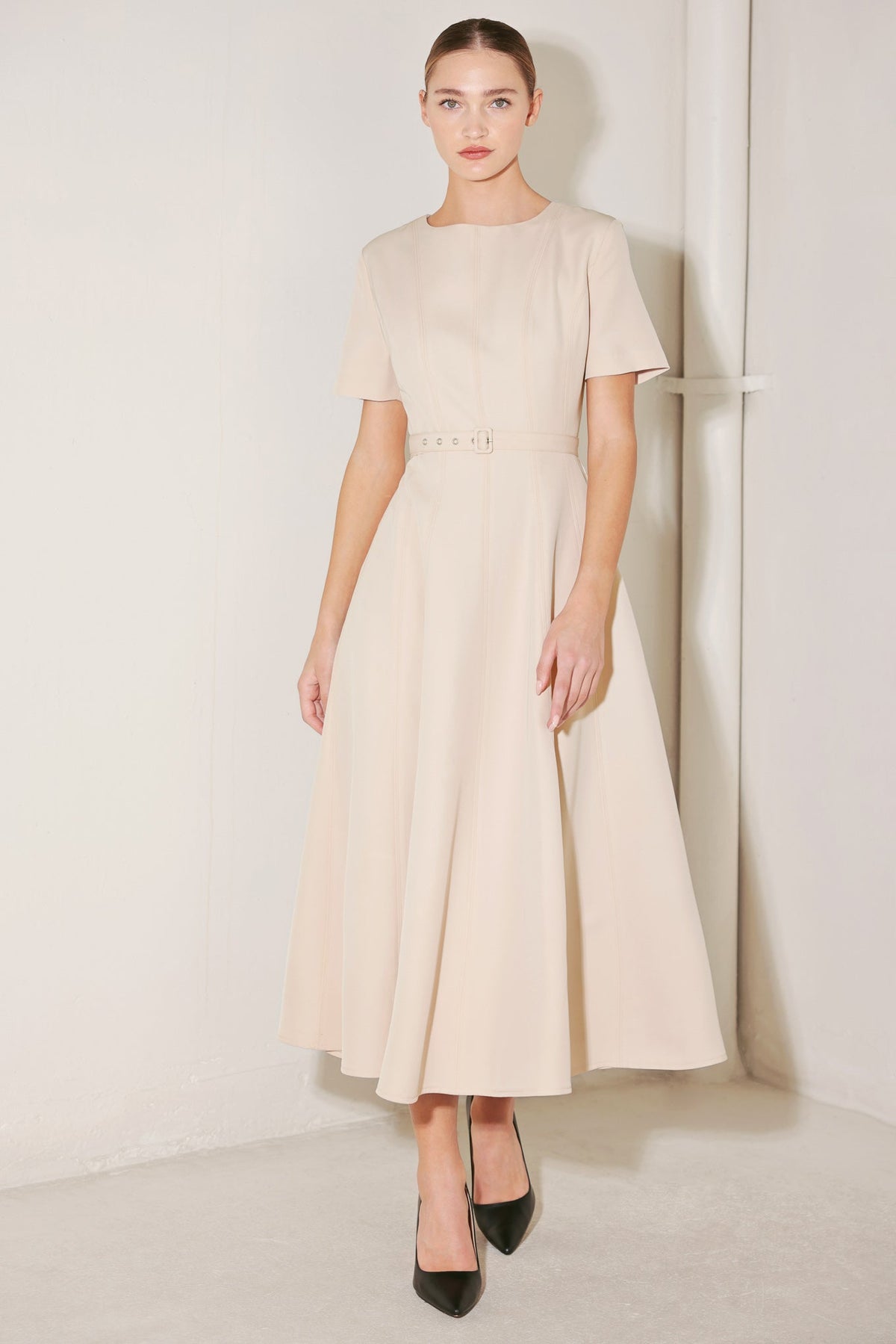 Beige Resort Midi Dress