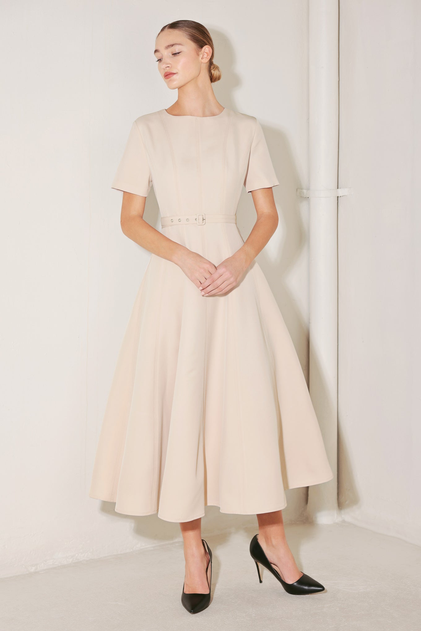 Beige Resort Midi Dress