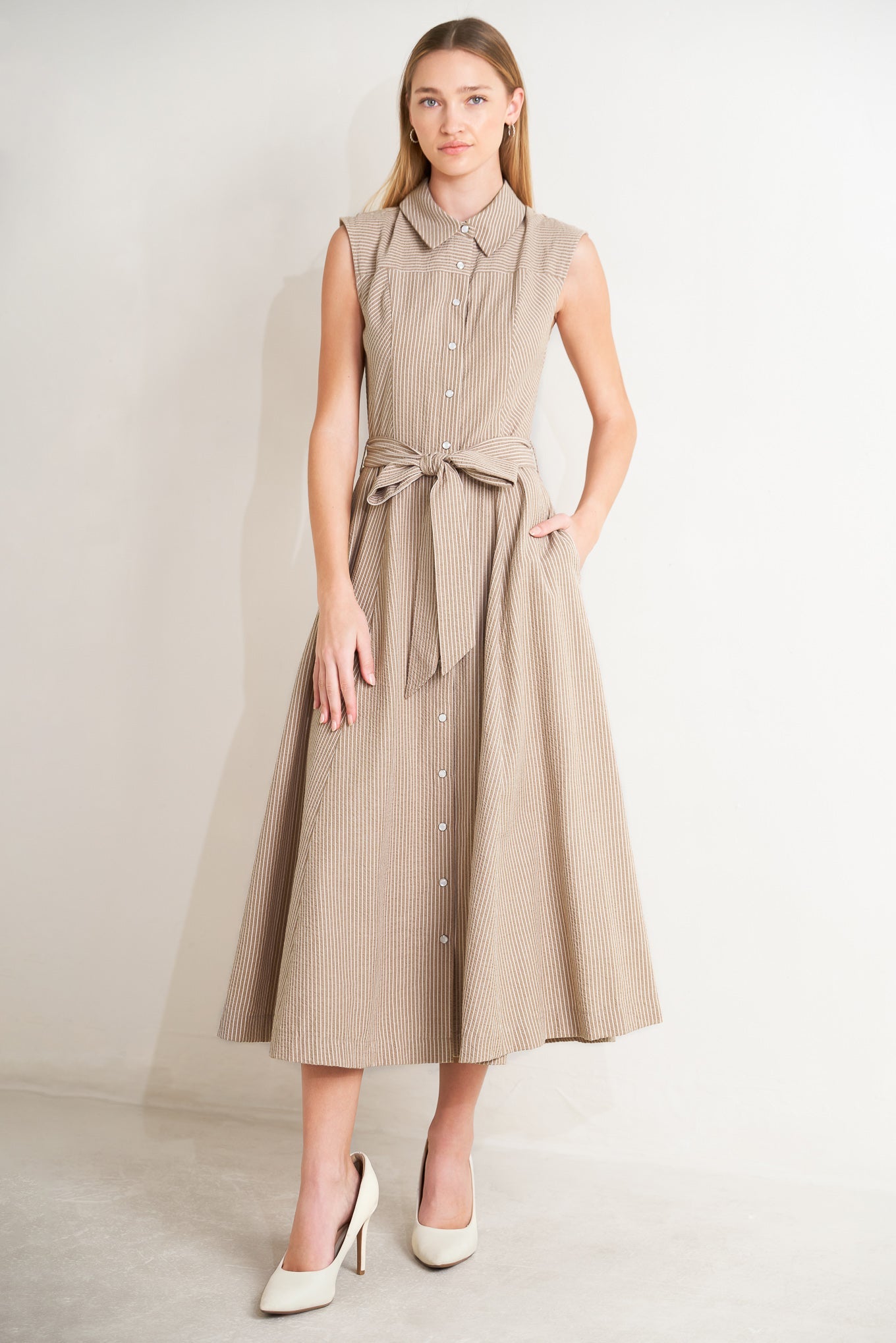 Cafe Au Lait Woven Resort Midi Dress