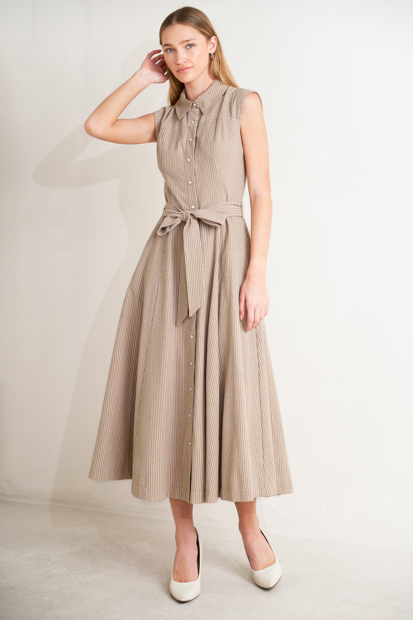 Cafe Au Lait Woven Resort Midi Dress