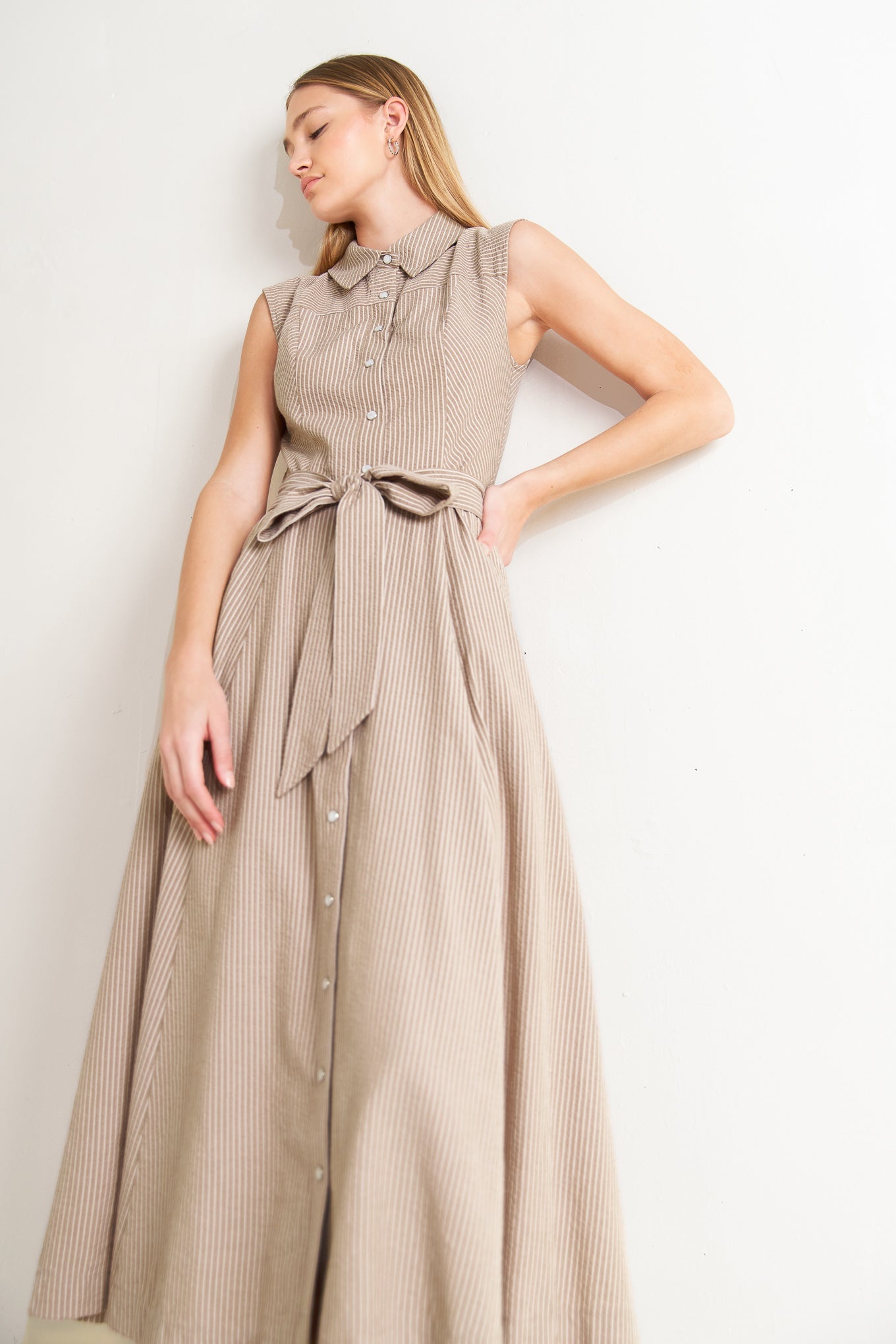 Cafe Au Lait Woven Resort Midi Dress