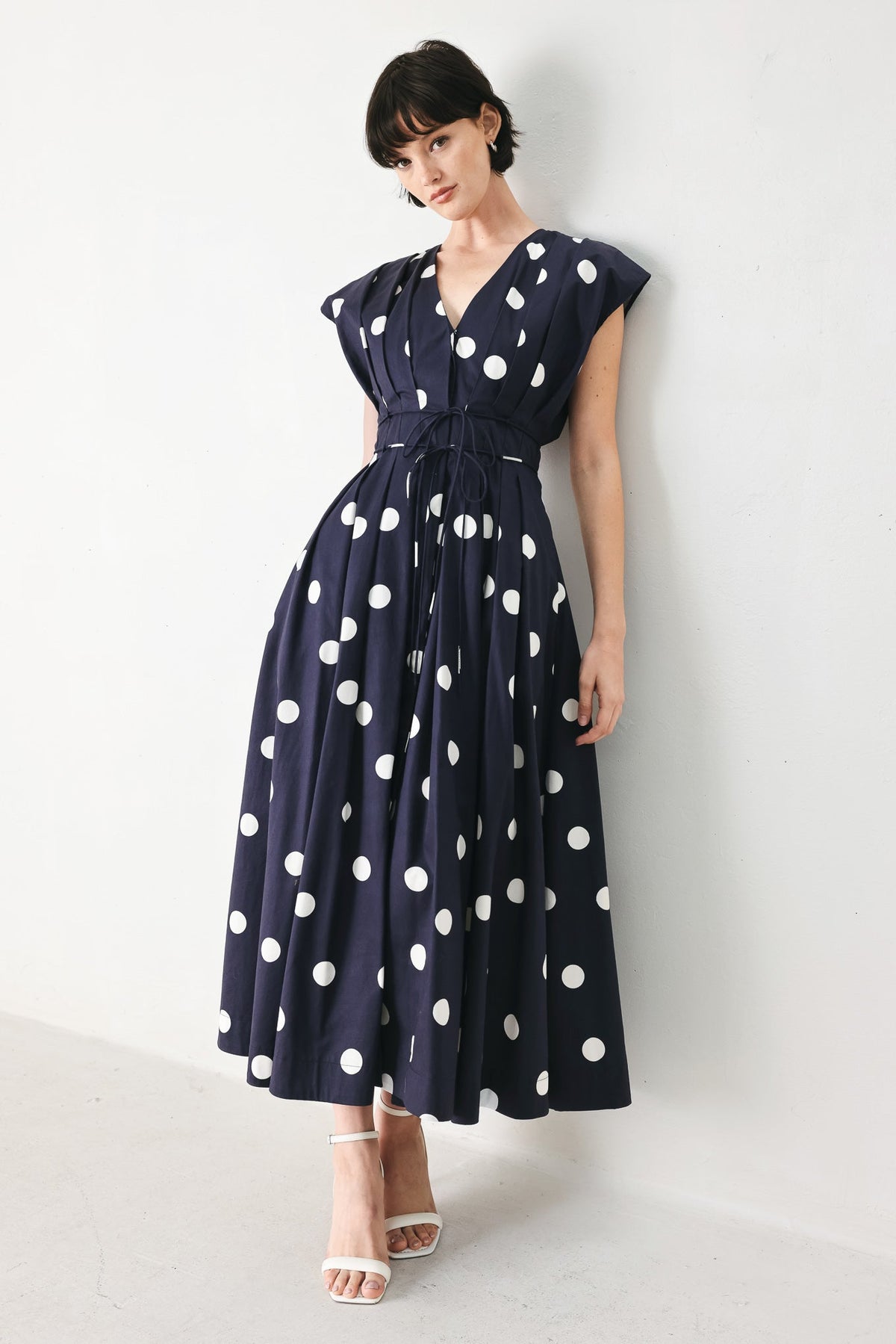 Polks Dot Woven Midi Dress