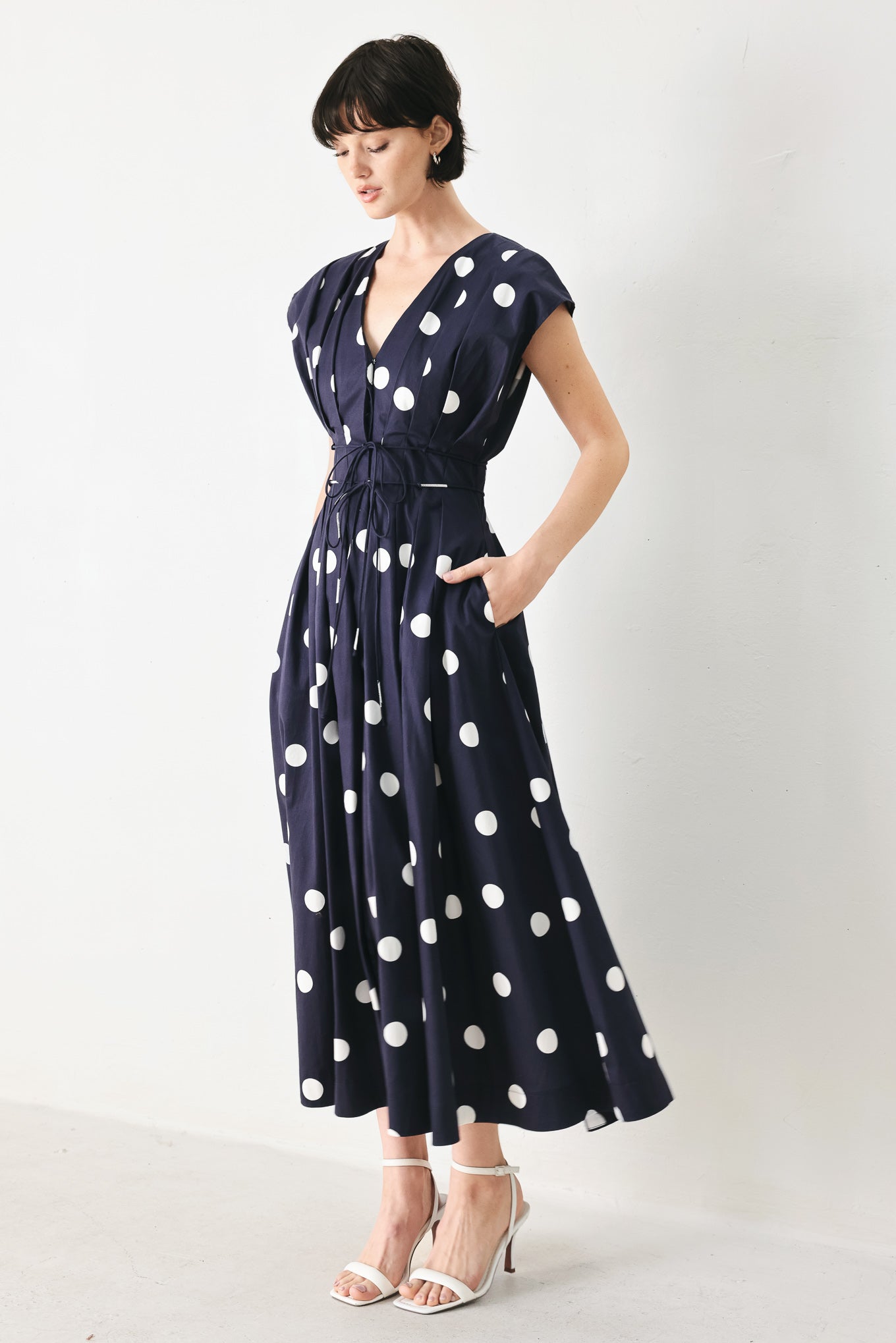Polks Dot Woven Midi Dress