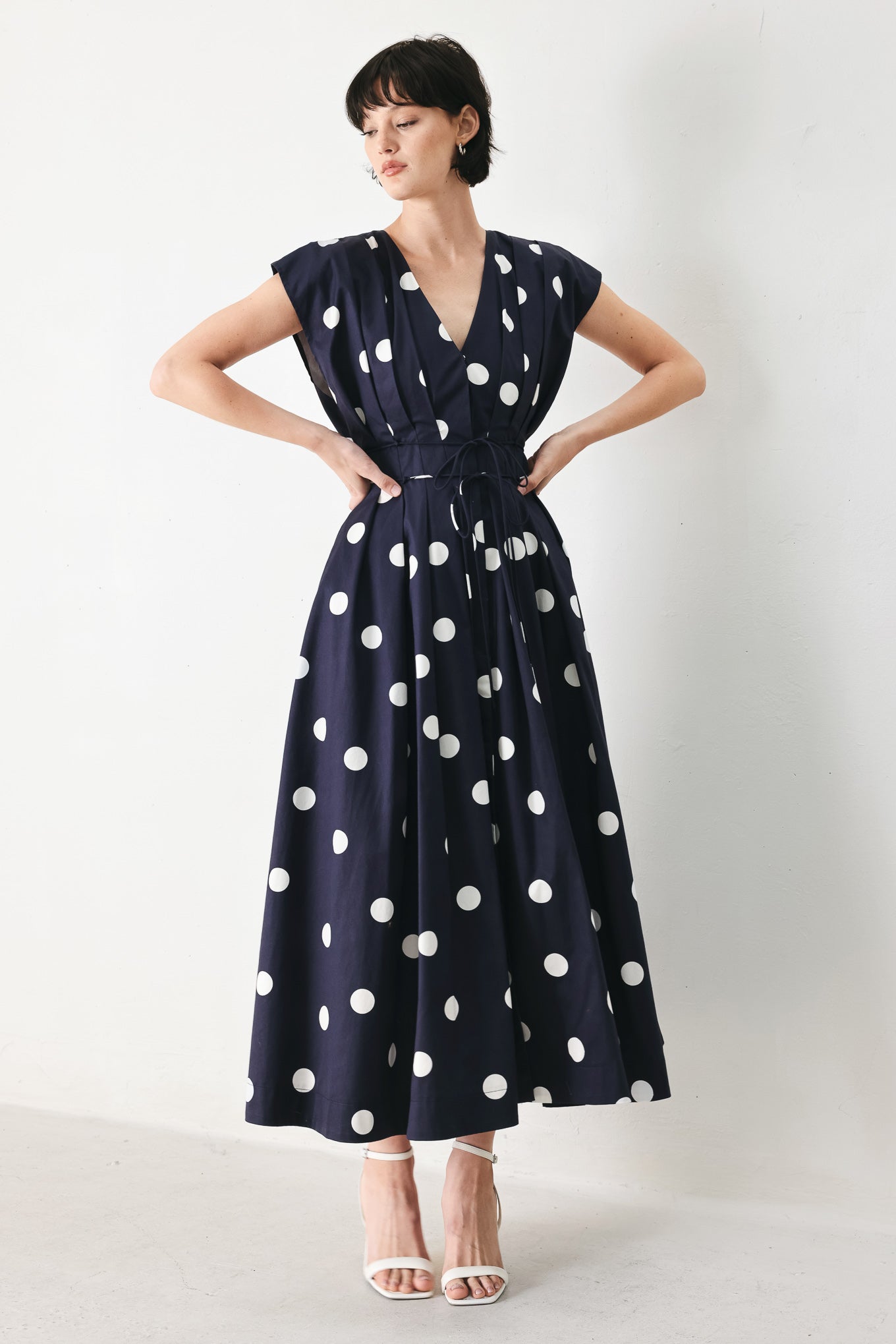 Polks Dot Woven Midi Dress