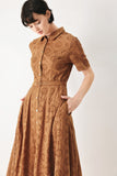 Brown Woven Midi Dress