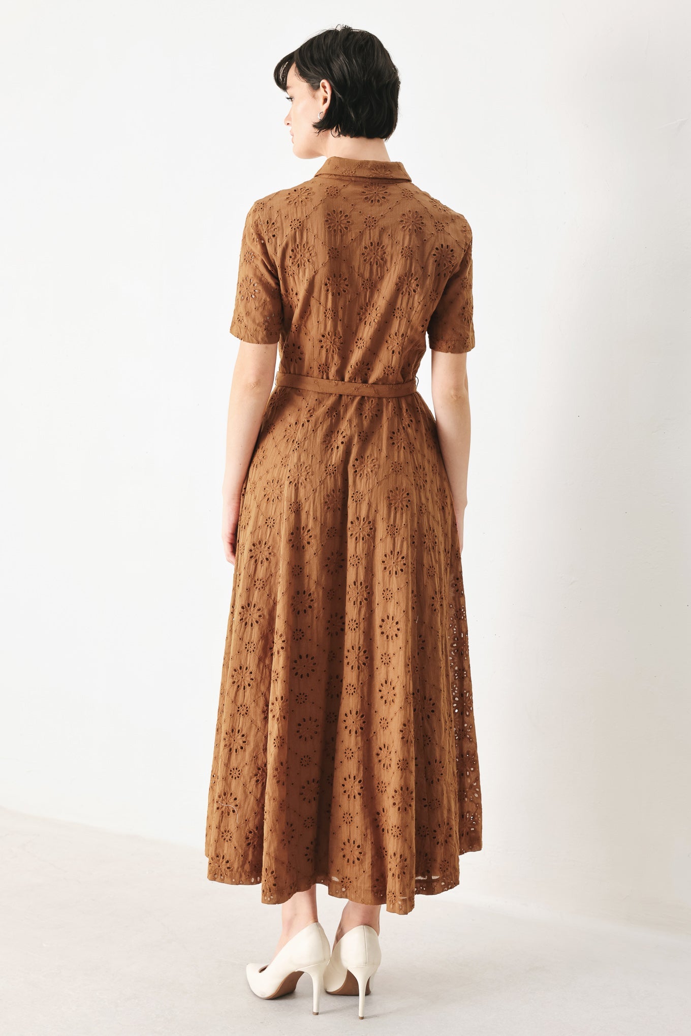 Brown Woven Midi Dress