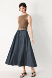 Espresso Hour Denim Combination Midi Dress