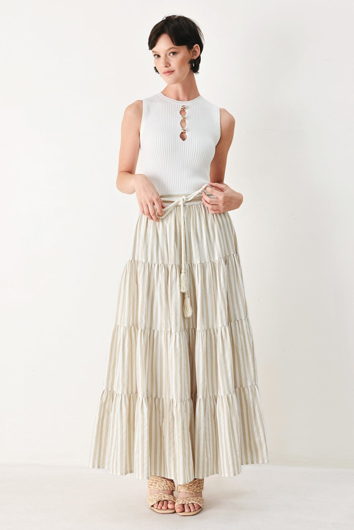 Hamptons Weekend Woven Long Ruffled Skirt