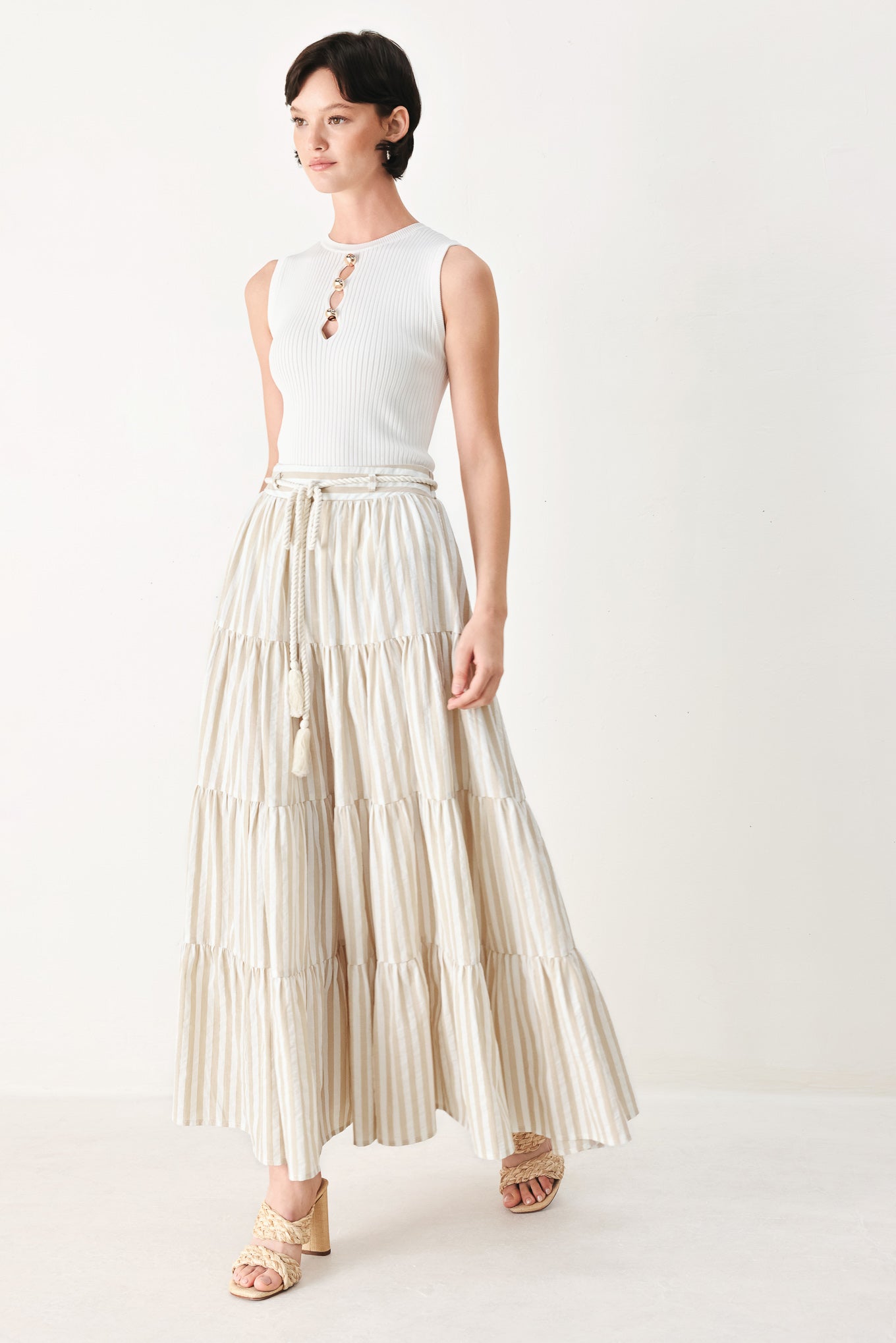 Hamptons Weekend Woven Long Ruffled Skirt