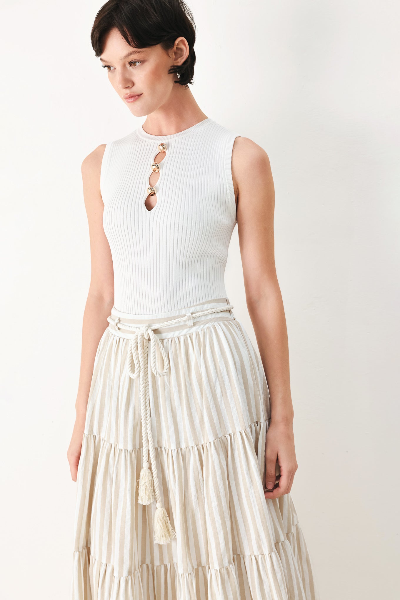 Hamptons Weekend Woven Long Ruffled Skirt