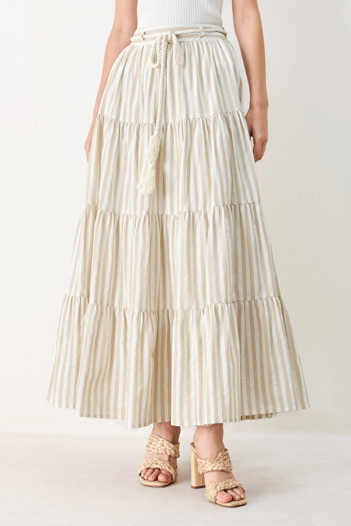 Hamptons Weekend Woven Long Ruffled Skirt