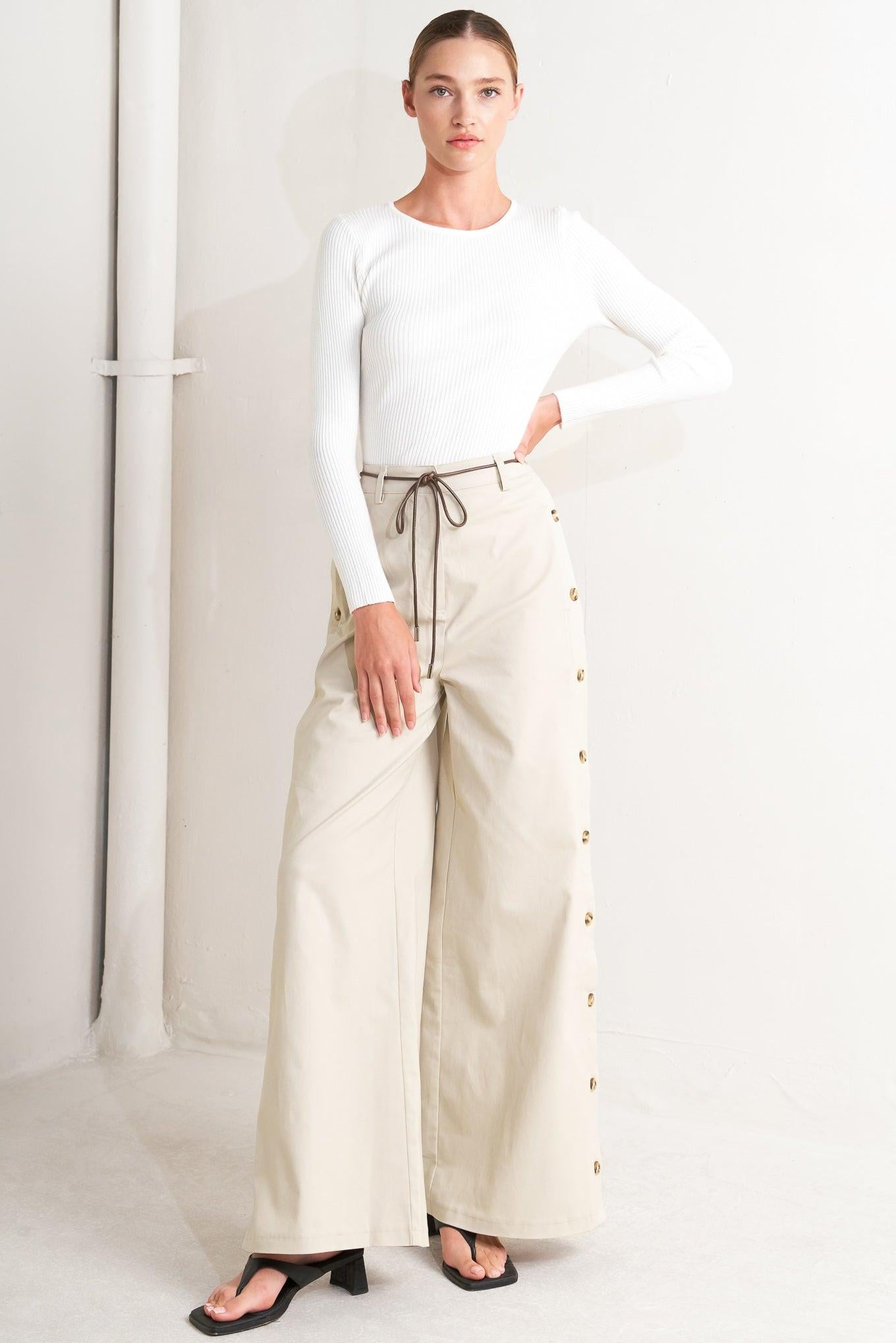 Beige Woven Pants