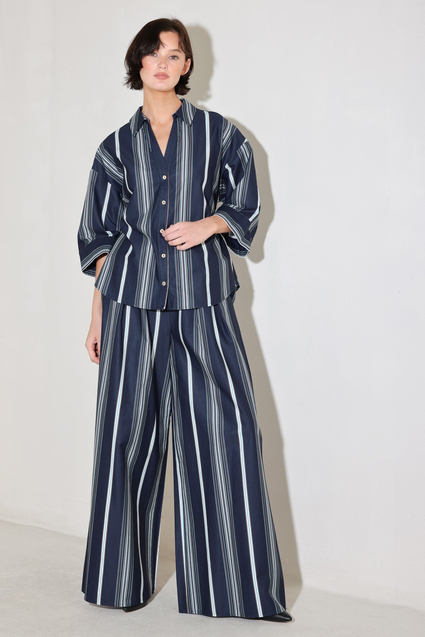 100% Cotton City Stripe Woven Resort Pants