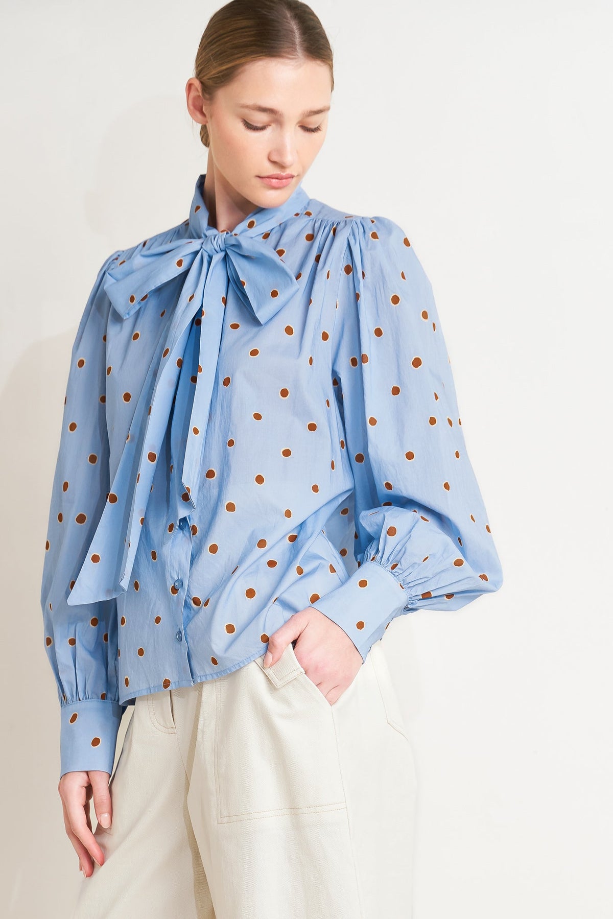 The Polka Power Move Woven Top