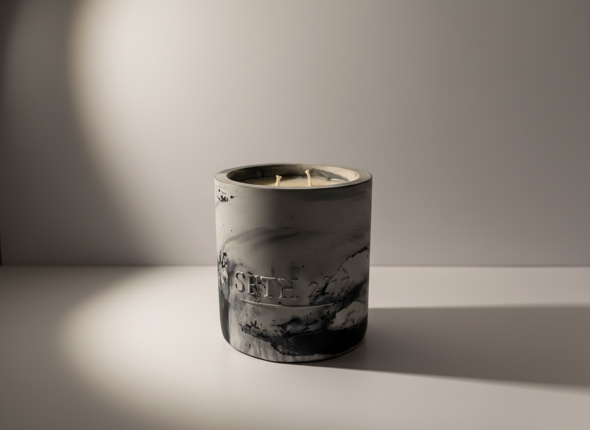 Marble Concrete Candle – Available in Tuxedo°, Cozy°, and Sweet Flame° 60-hour burn time | Refillable forever