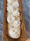 Handmade Four Seasons Floral Wooden Dough Bowl Candle 100% Soy Wax