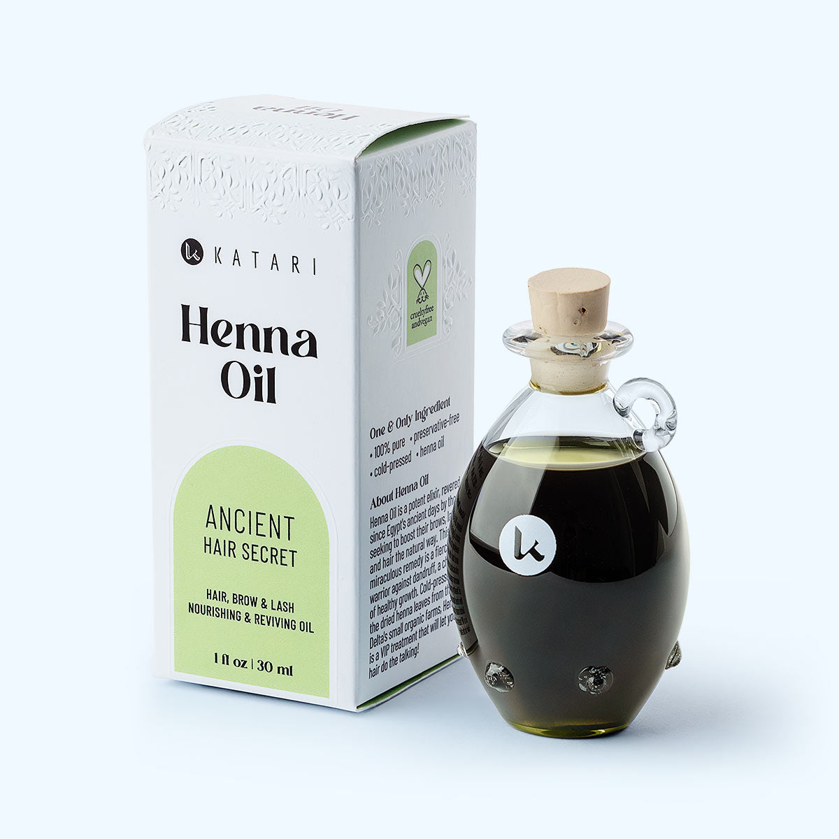 Henna Oil for Dry Hair & Scalp - Handmade glass amphorae bottle