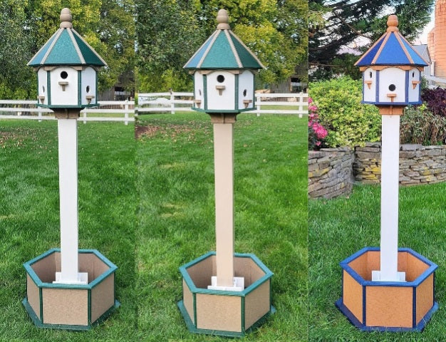 Artisan Extra Large Amish-Made Poly Birdhouse with 6 Nesting Compartments – Weatherproof Outdoor Birdhouse
