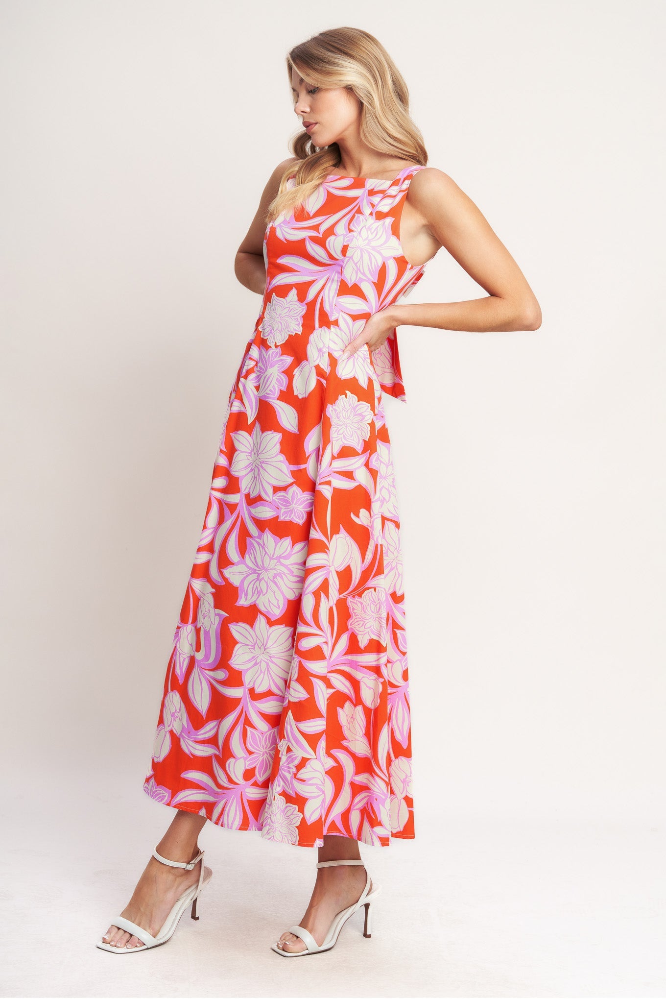 100% Cotton Palm Romance Midi Resort Dress