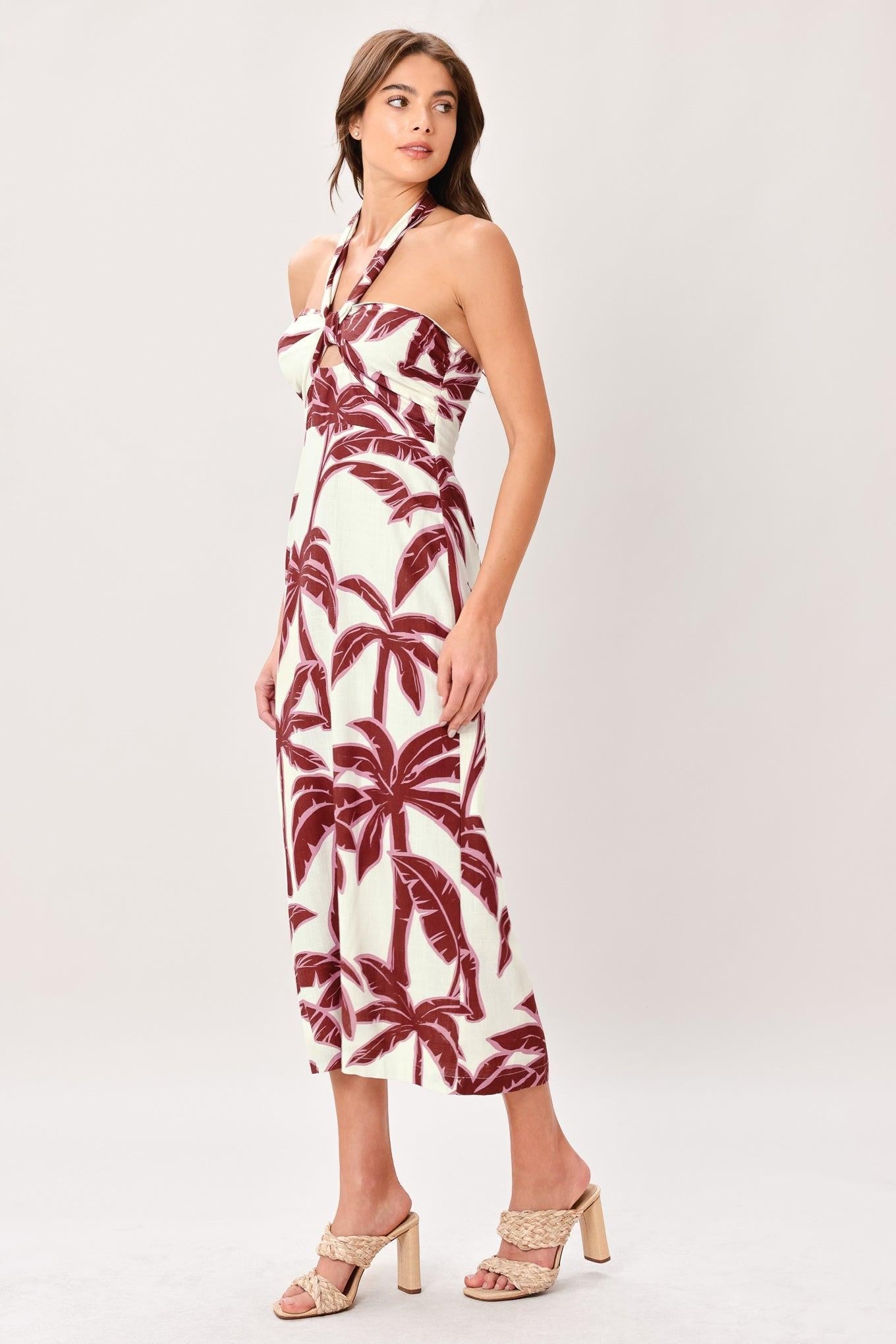Palm Tree Tropical Vacation Midi Dress