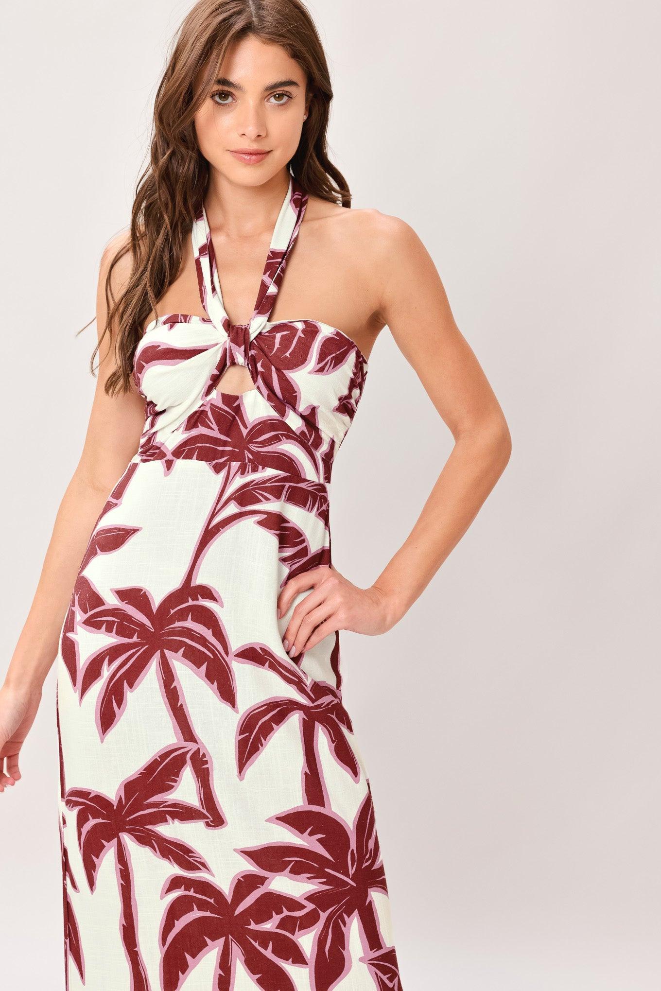 Palm Tree Tropical Vacation Midi Dress