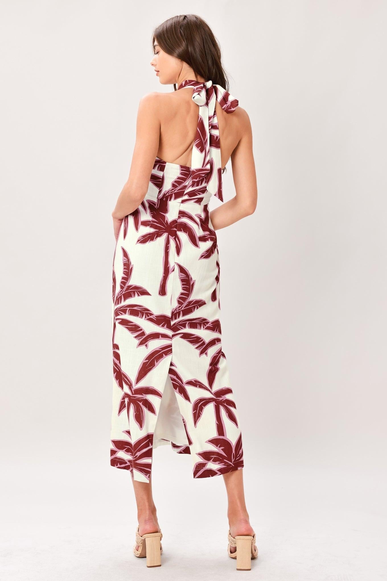Palm Tree Tropical Vacation Midi Dress
