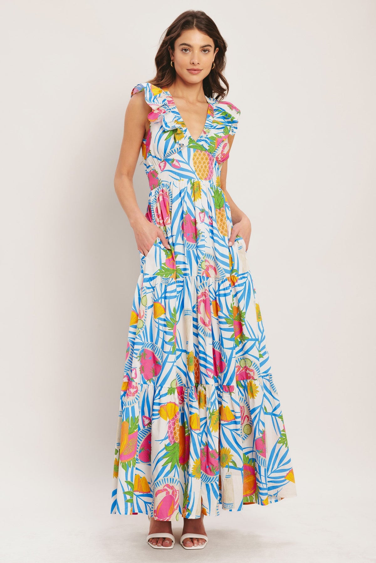 Tropical Pineapple Resort Vacation Maxi Dress