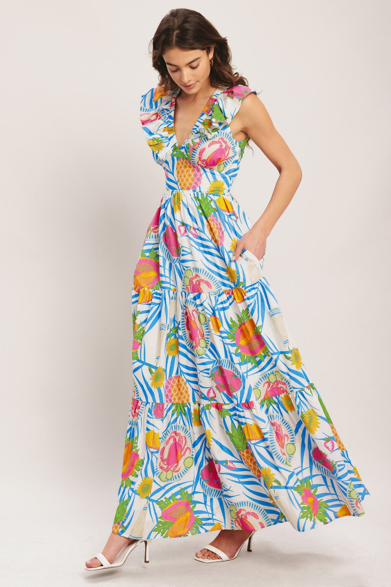 Tropical Pineapple Resort Vacation Maxi Dress