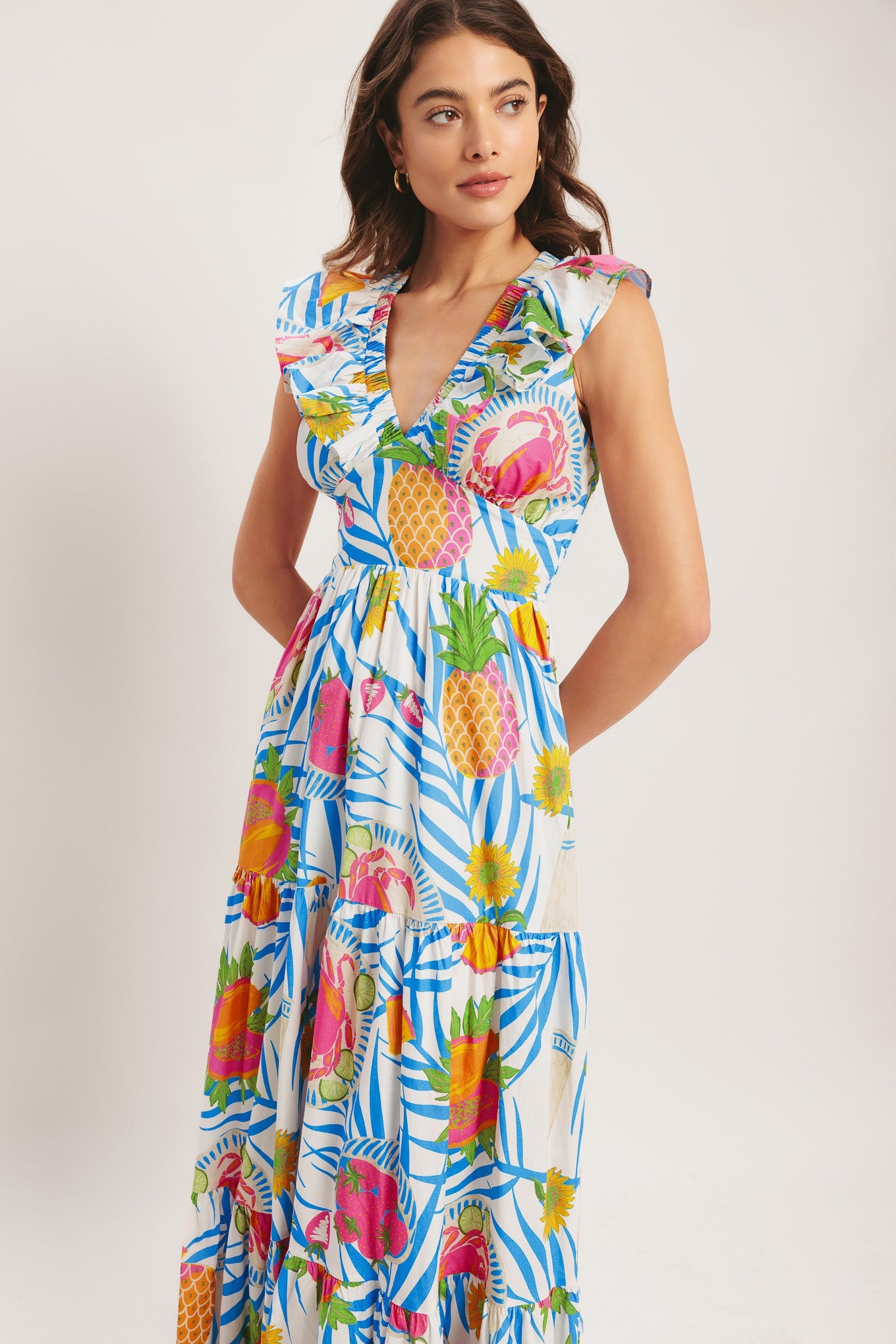 Tropical Pineapple Resort Vacation Maxi Dress