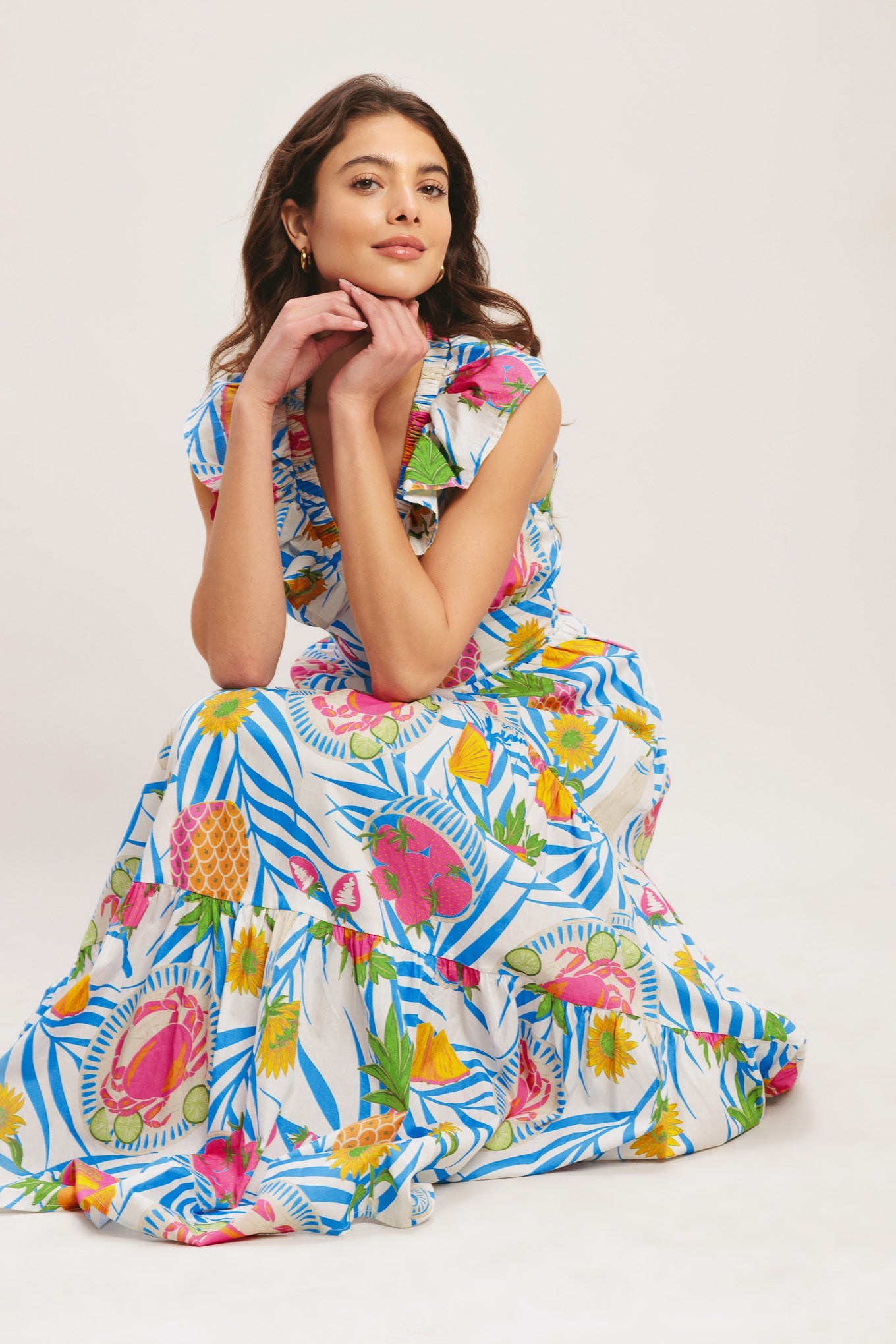 Tropical Pineapple Resort Vacation Maxi Dress