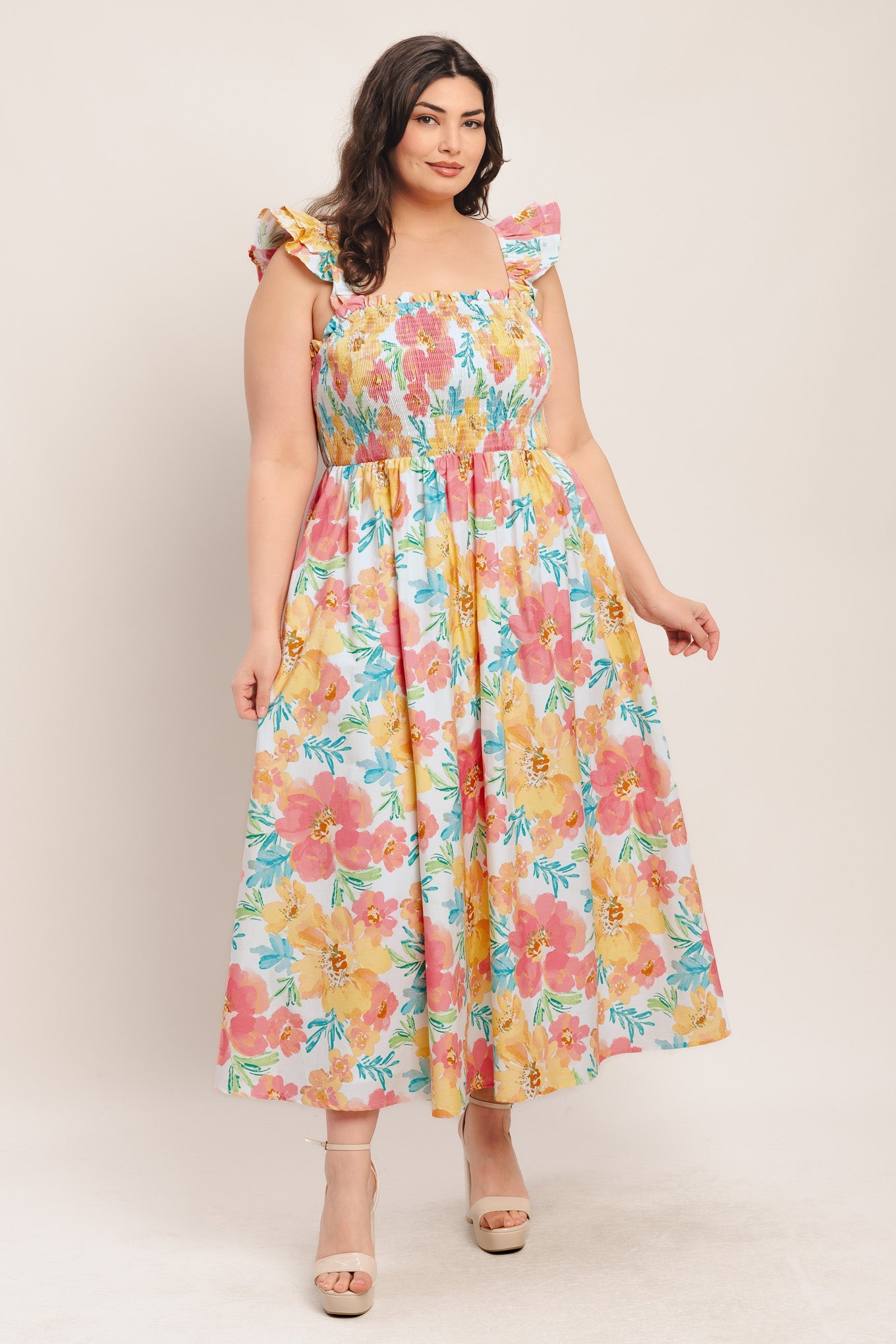 100% Cotton Soft Sunshine Woven Midi Summer Dress