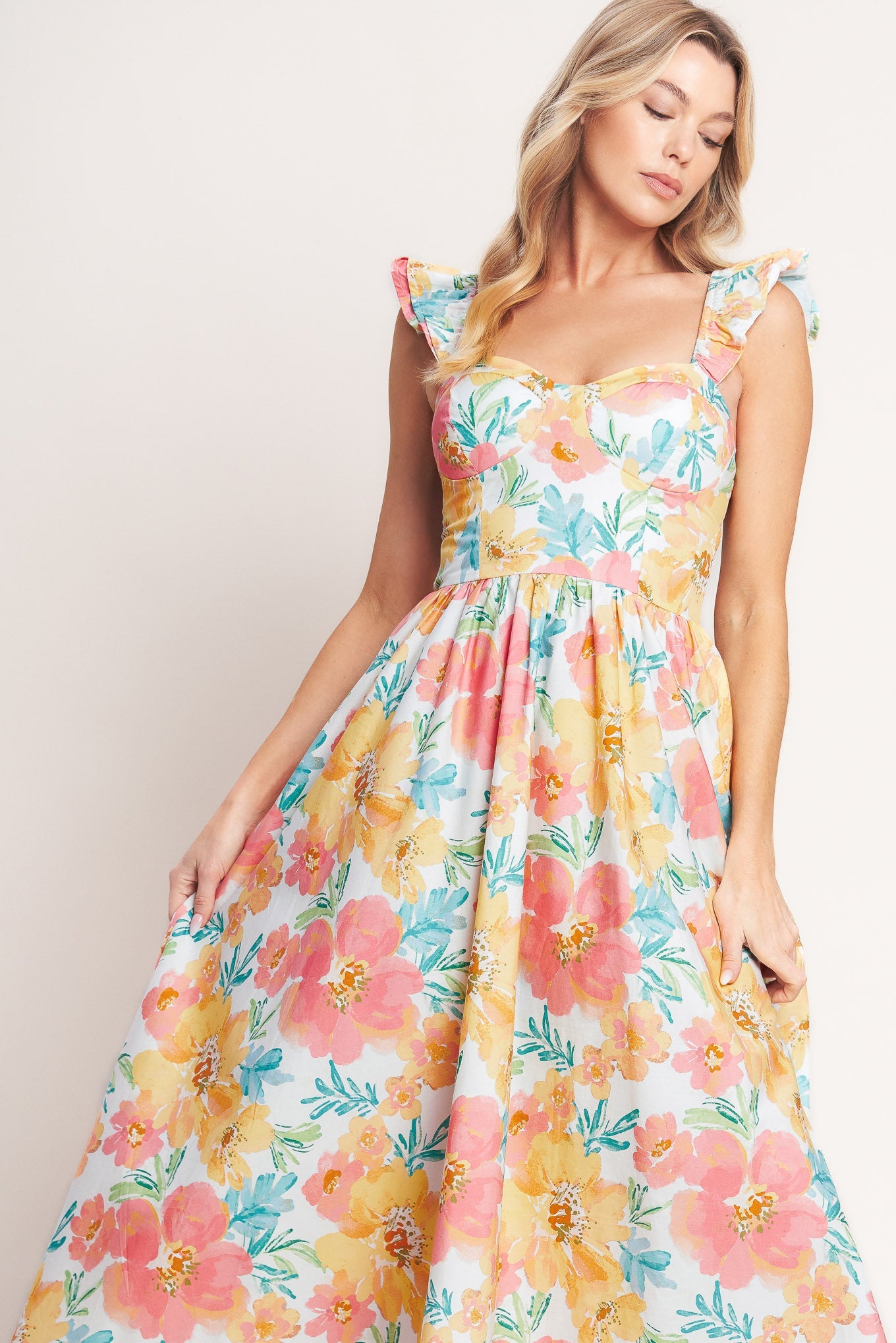 100% Cotton Soft Sunshine Woven Midi Summer Dress